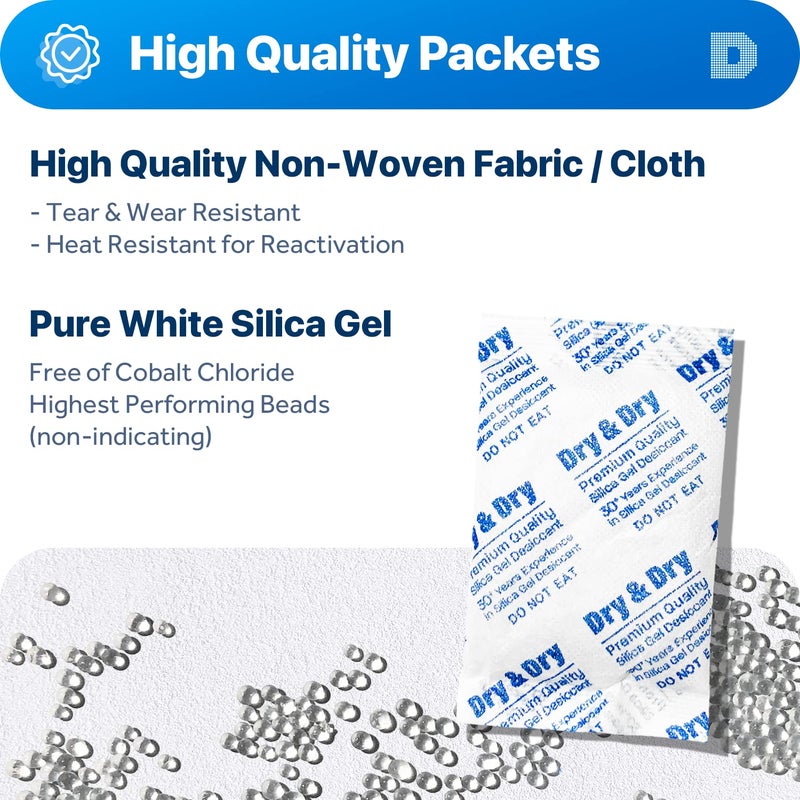 Dry & Dry 30 Gram Pack of 10 Dry&Dry Silica Gel Packets Desiccant Dehumidifiers - Image 2